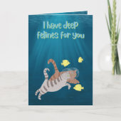 Diepe Katachtigen Grappige Zwemmende Katten Valent Feestdagen Kaart (Voorkant)