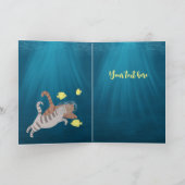 Diepe Katachtigen Grappige Zwemmende Katten Valent Feestdagen Kaart (Binnen)