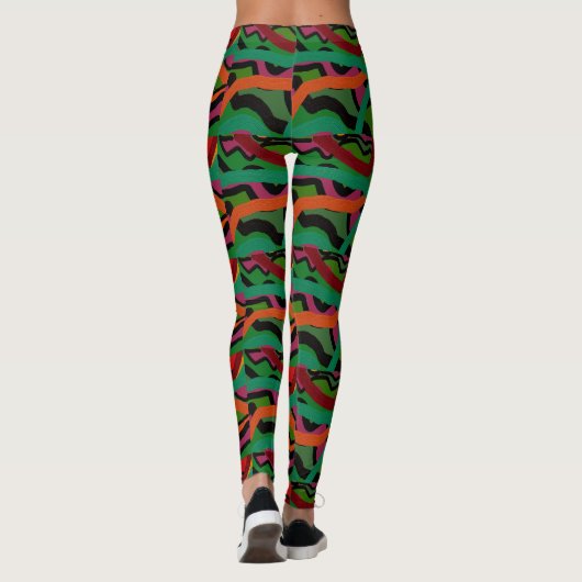 Diepe kleurstrepen met meerdere patronen leggings (Achterkant)