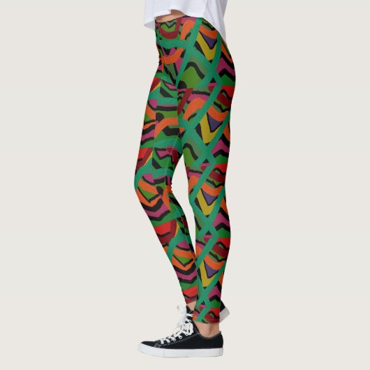 Diepe kleurstrepen met meerdere patronen leggings (Links)