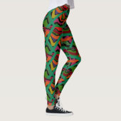 Diepe kleurstrepen met meerdere patronen leggings (Rechts)
