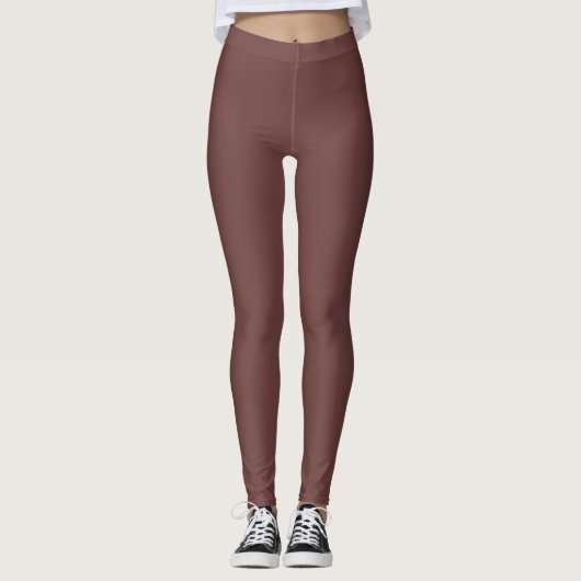 Diepe koffiekleur effen vlak leggings (Voorkant)
