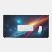 Diepe Kosmische Cyaan Magenta Abstracte Ruimte Nev Bureaumat (Keyboard & Muis)
