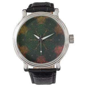 Diepe Kosmische Mandala Star Kaleidoscoop GoldenGr Horloge
