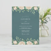 Diepe Leisteen Loof Eucalyptus Bruiloft Kaart (Staand voorkant)
