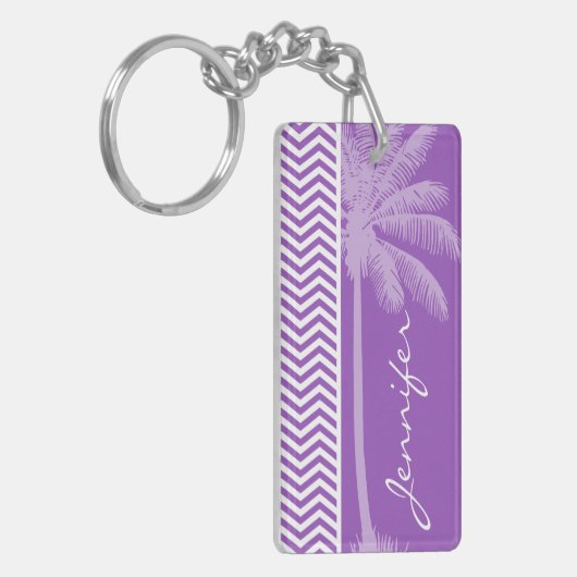 Diepe Lila Chevron; Zomerpalm Sleutelhanger (Voorkant Links)