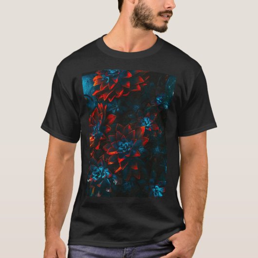 Diepe Lotus Bloem Graffiti Rood & Blauw Late Night T-shirt (Voorkant)