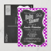 Diepe Magenta Polka Dots; Krijtbordlook Briefkaart (Voorkant / Achterkant)
