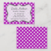 Diepe magenta polka stippen visitekaartje (Voorkant / Achterkant)