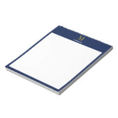 Diepe marine goud monogram gepersonaliseerde naam notitieblok (Linkerzijde)