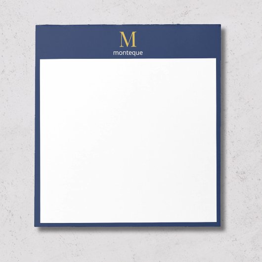 Diepe marine goud monogram gepersonaliseerde naam notitieblok