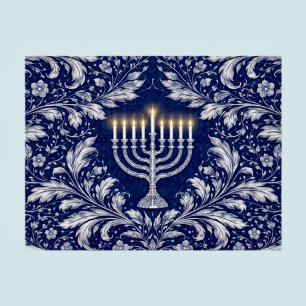 Diepe marine menorah William Morris patroon Briefkaart