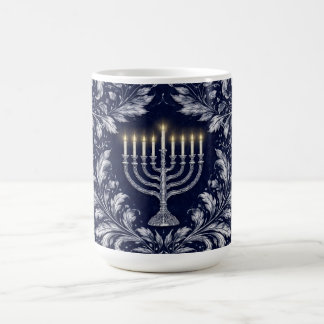 Diepe marine menorah William Morris patroon Koffiemok