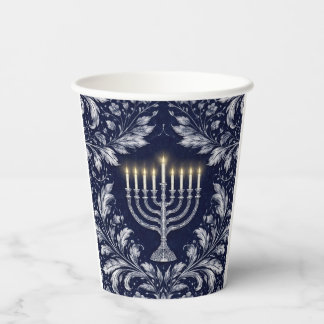 Diepe marine menorah William Morris patroon Papieren Bekers