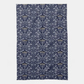 Diepe marine menorah William Morris patroon Theedoek (Verticaal)