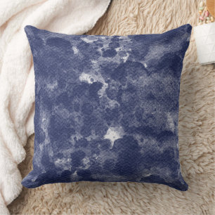 Diepe marineblauwe aquareltextuur kussen