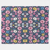 Diepe Midnight Bloementuin Patroon Sherpa Deken (Voorkant (Horizontaal))