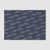 Diepe Navy & Metallic Script Golfbaan Huwelijk  Tissuepapier (Voorkant)