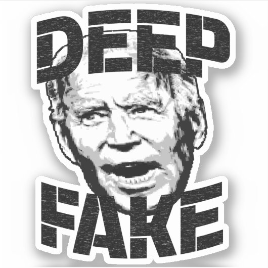 Diepe nep glitchy Joe Biden politiek bedrieger mem Sticker (Voorkant)