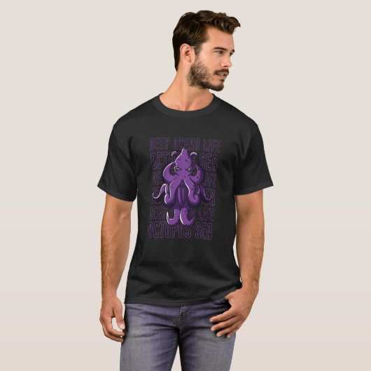 Diepe Ocean Life Octopus Zee Creater Octopus T-shirt (Voorkant volledig)