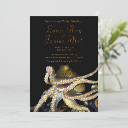 Diepe Ocean Octopus Beach Weddenschap Kaart (Staand voorkant)