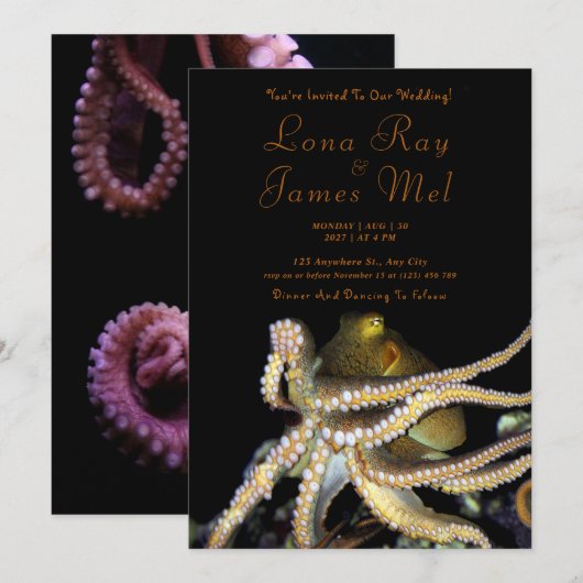 Diepe Ocean Octopus Beach Weddenschap Kaart (Voorkant / Achterkant)