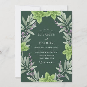 Diepe Olijf Kruiden Eucalyptus Bruiloft Kaart