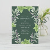 Diepe Olijf Kruiden Eucalyptus Bruiloft Kaart (Staand voorkant)