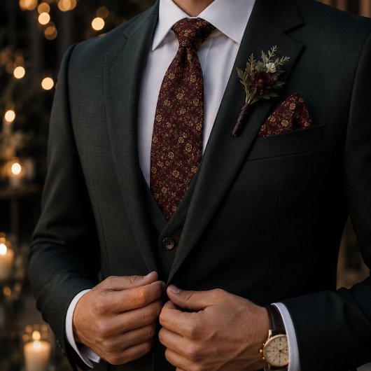 Diepe Oxblood Heritage Roos Botanisch Stropdas