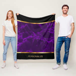 Diepe Paars en gouden marmer Fleece Deken