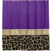 Diepe Paars met luipaard afdrukken Douchegordijn (Voorkant)