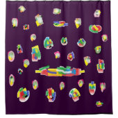 Diepe paarse abstracte kunst decor ontwerp pattern douchegordijn (Voorkant)