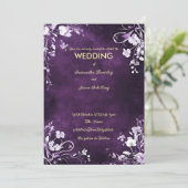 Diepe paarse achtergrond met witte bloemranden kaart (Staand voorkant)