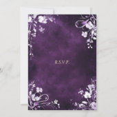 Diepe paarse achtergrond met witte bloemranden kaart (Achterkant)