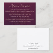 Diepe Paarse AfterCare for Lash Extensions Visitekaartje (Voorkant / Achterkant)