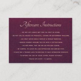 Diepe Paarse AfterCare for Lash Extensions Visitekaartje