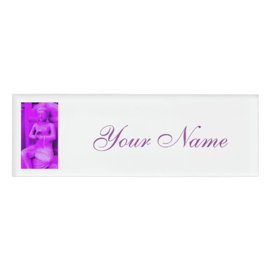 diepe paarse aura buddha naambadge (Voorkant)