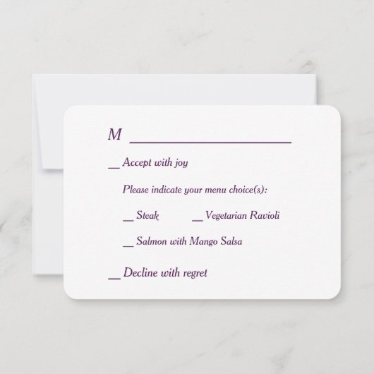 Diepe Paarse Bloemen Goud Confetti Menu Huwelijk R (Achterkant)