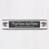 Diepe Paarse Bloemen Kantoor Deur Tekens Naam Bord Deurbordje (Voorkant)