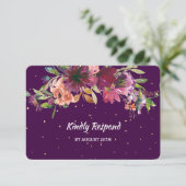 Diepe Paarse Bloemengoud Confetti Menu Bruiloft RS (Staand voorkant)