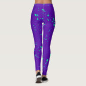 Diepe Paarse en Neon Groene Verf Splatter Leggings (Achterkant)