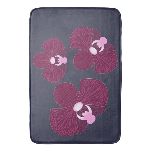 Diepe Paarse en Roze Abstracte Orchideeën Badmat (Voorkant Verticaal)