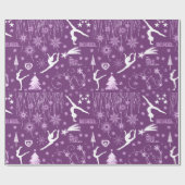 Diepe Paarse en witte feestelijke kerst Cadeaupapier (Vlak)