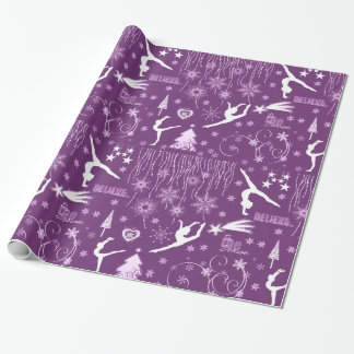 Diepe Paarse en witte feestelijke kerst Cadeaupapier