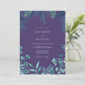Diepe Paarse Eucalyptus Bruiloft Kaart (Staand voorkant)