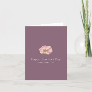 Diepe Paarse Floral Minimalist Happy Teacher Day Bedankkaart