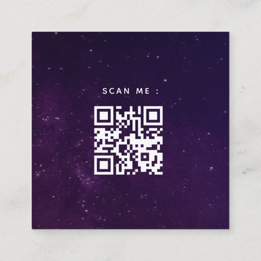 Diepe Paarse Galaxy Space Universe QR Code & Logo Vierkante Visitekaartje (Achterkant)