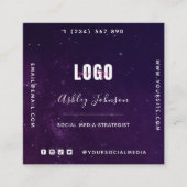 Diepe Paarse Galaxy Space Universe QR Code & Logo Vierkante Visitekaartje (Voorkant)