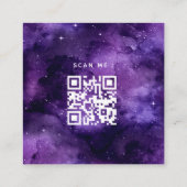Diepe Paarse Galaxy Space Universe QR Code & Logo  Vierkante Visitekaartje (Achterkant)