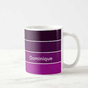 Diepe Paarse Gestreepte Koffie Mok - White Border